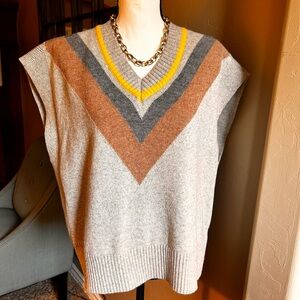 Fate women’s Heather Grey Striped V neck Knitted Sweater Vest size S NWT